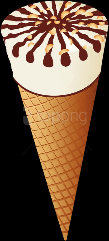 Chocolate Drizzle Ice Cream Cone Clipart