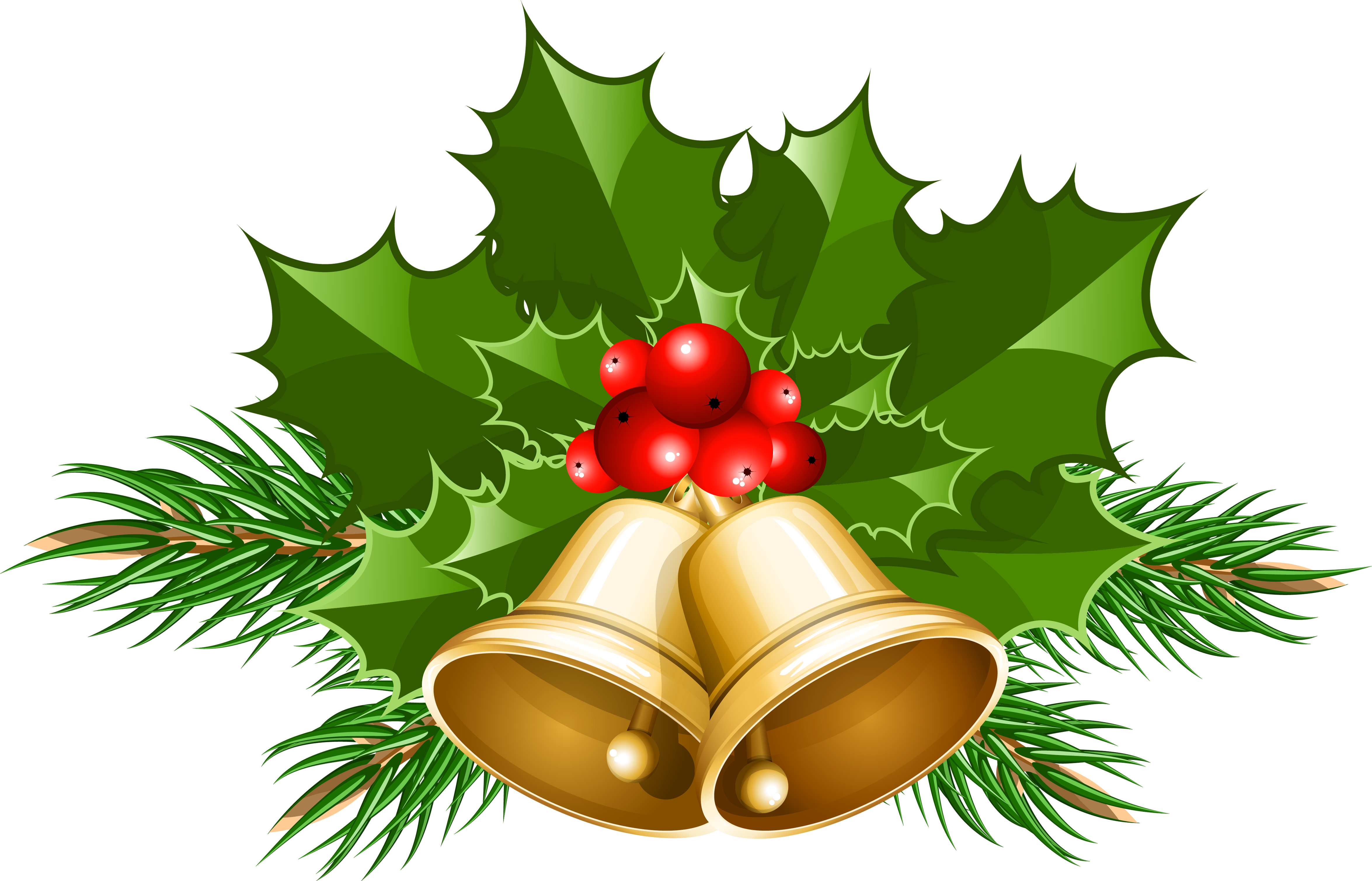 Christmas Bells Holly Berries Clipart