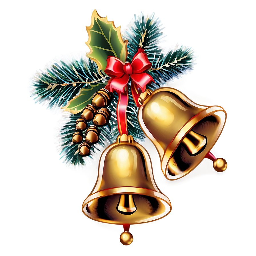 Christmas Bells With Pine Cones Png 94