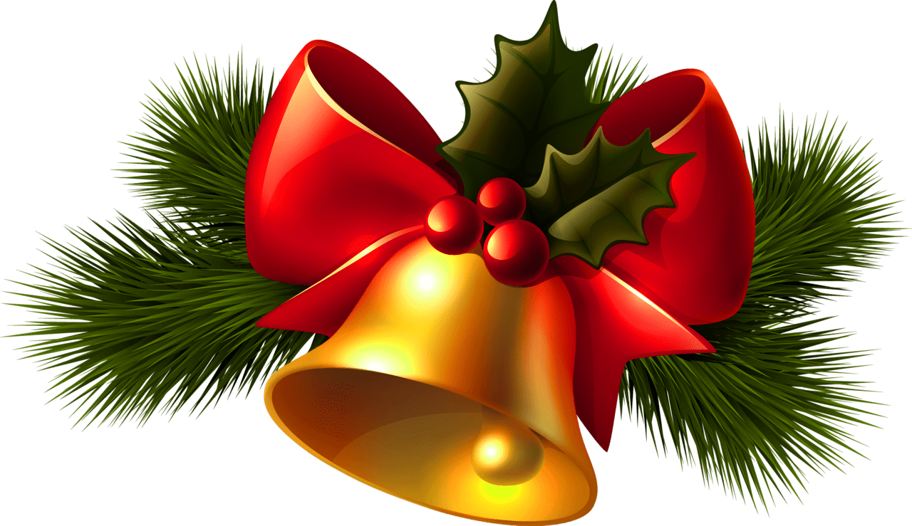 Christmas Bellwith Red Ribbonand Holly.png