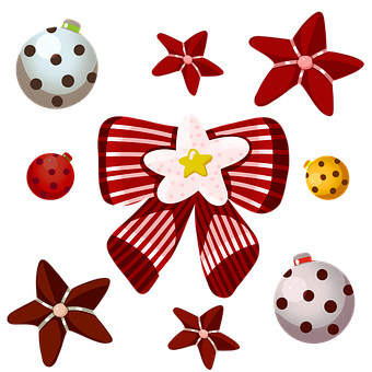 Christmas Bowand Ornaments Vector