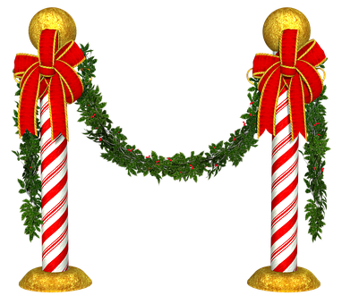 Christmas Candy Cane Pillarswith Garland