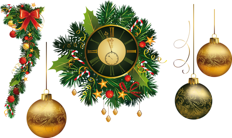 Christmas Clockand Ornaments