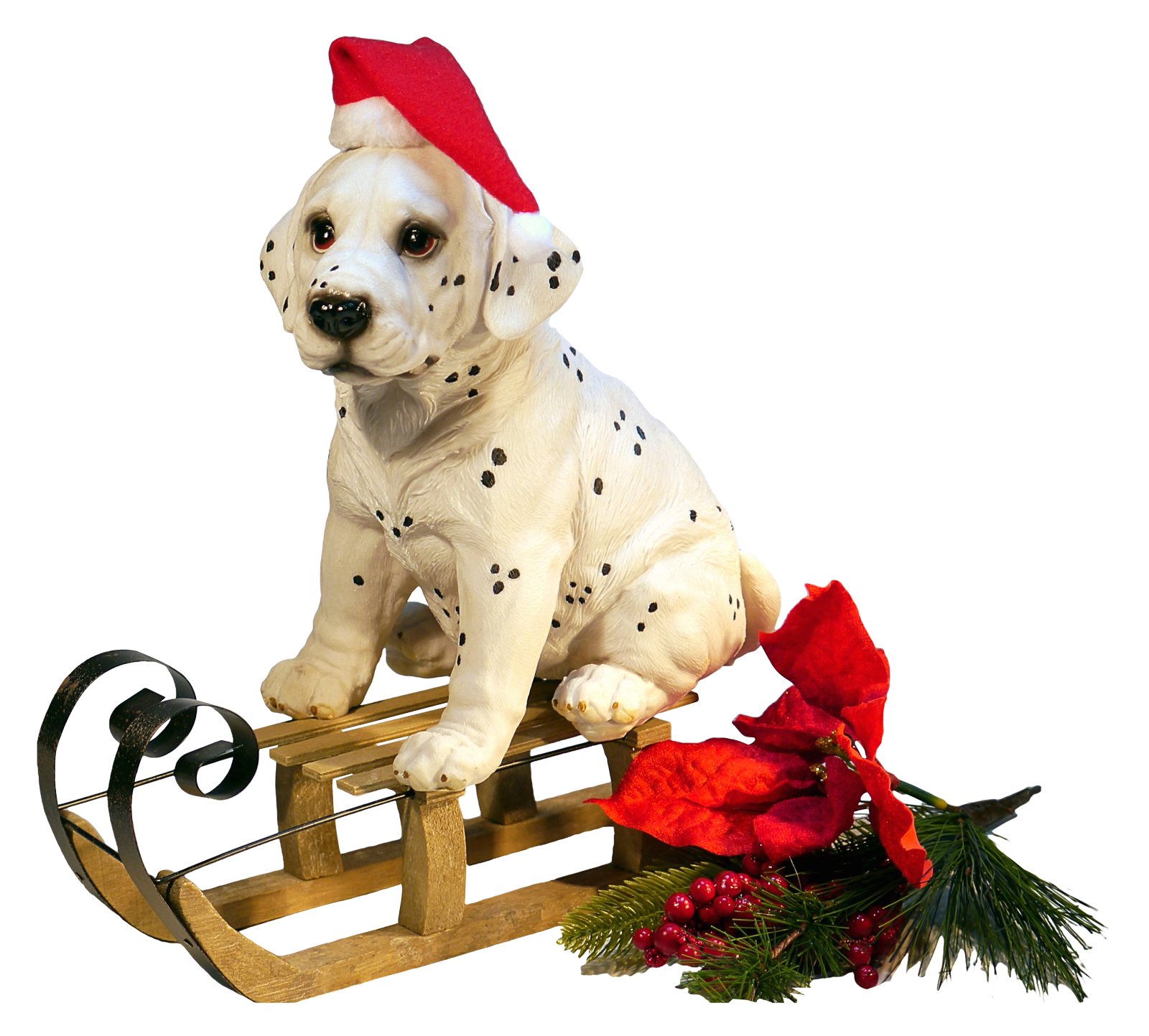 Christmas Dalmatian Puppyon Sled