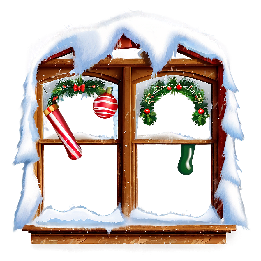 Christmas Decorated Window Png 84