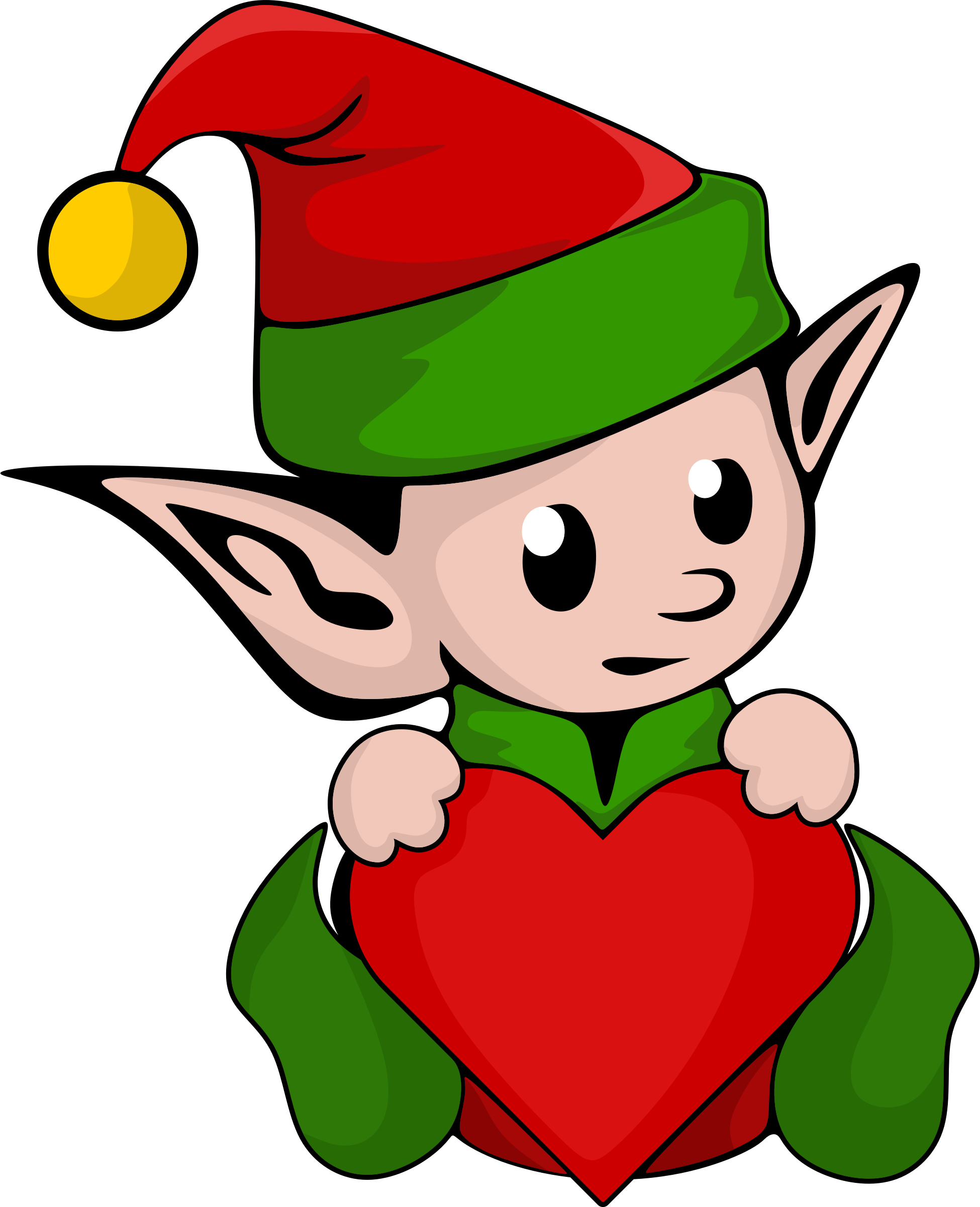 Christmas Elf Holding Heart Illustration