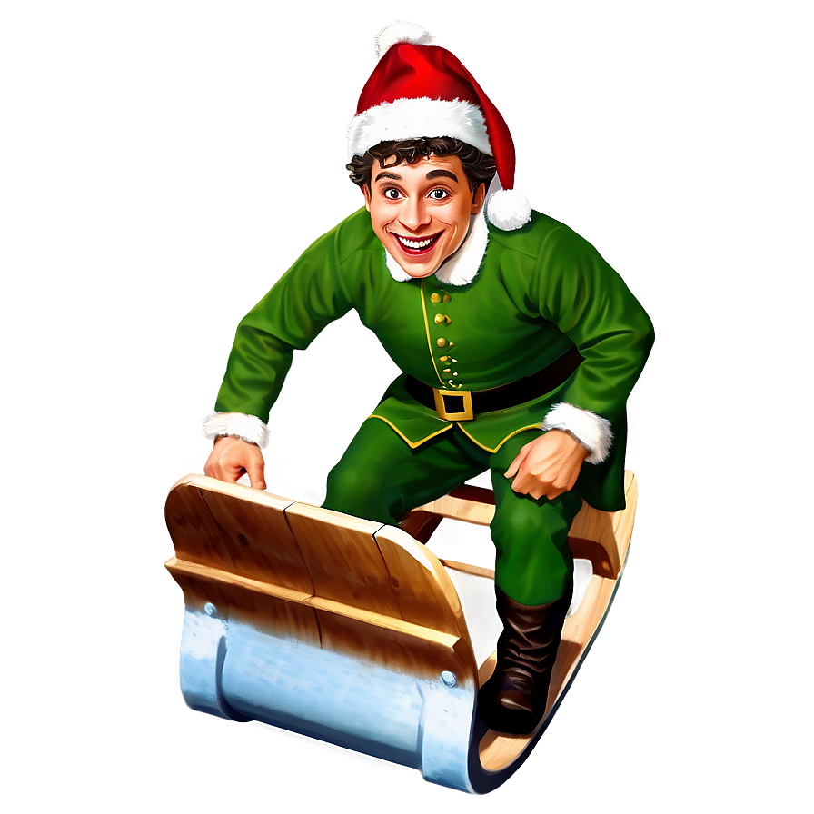 Christmas Elf On Sled Png Hup