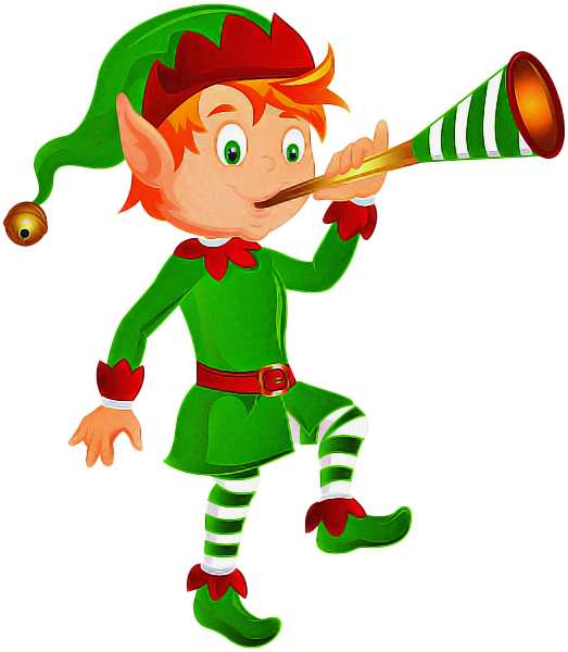 Christmas Elf Playing Horn