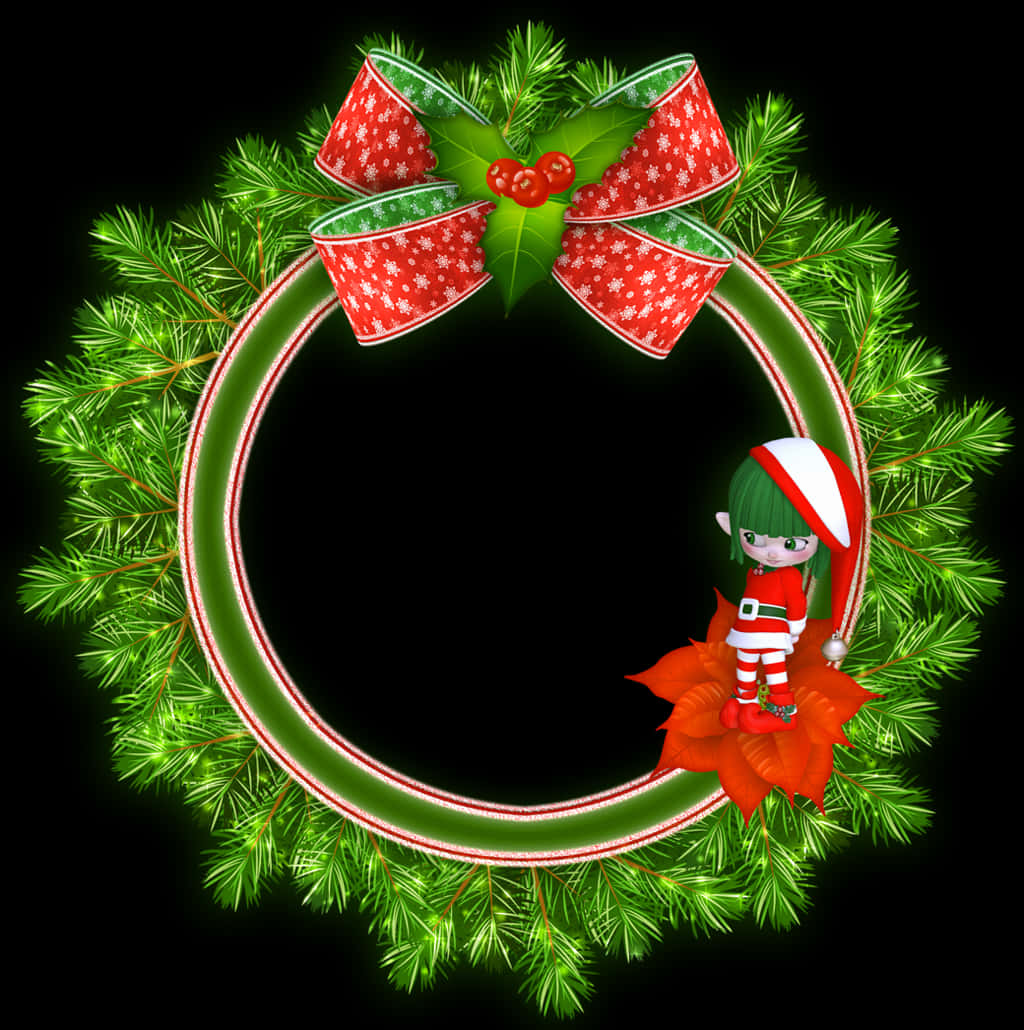 Christmas Elf Round Frame