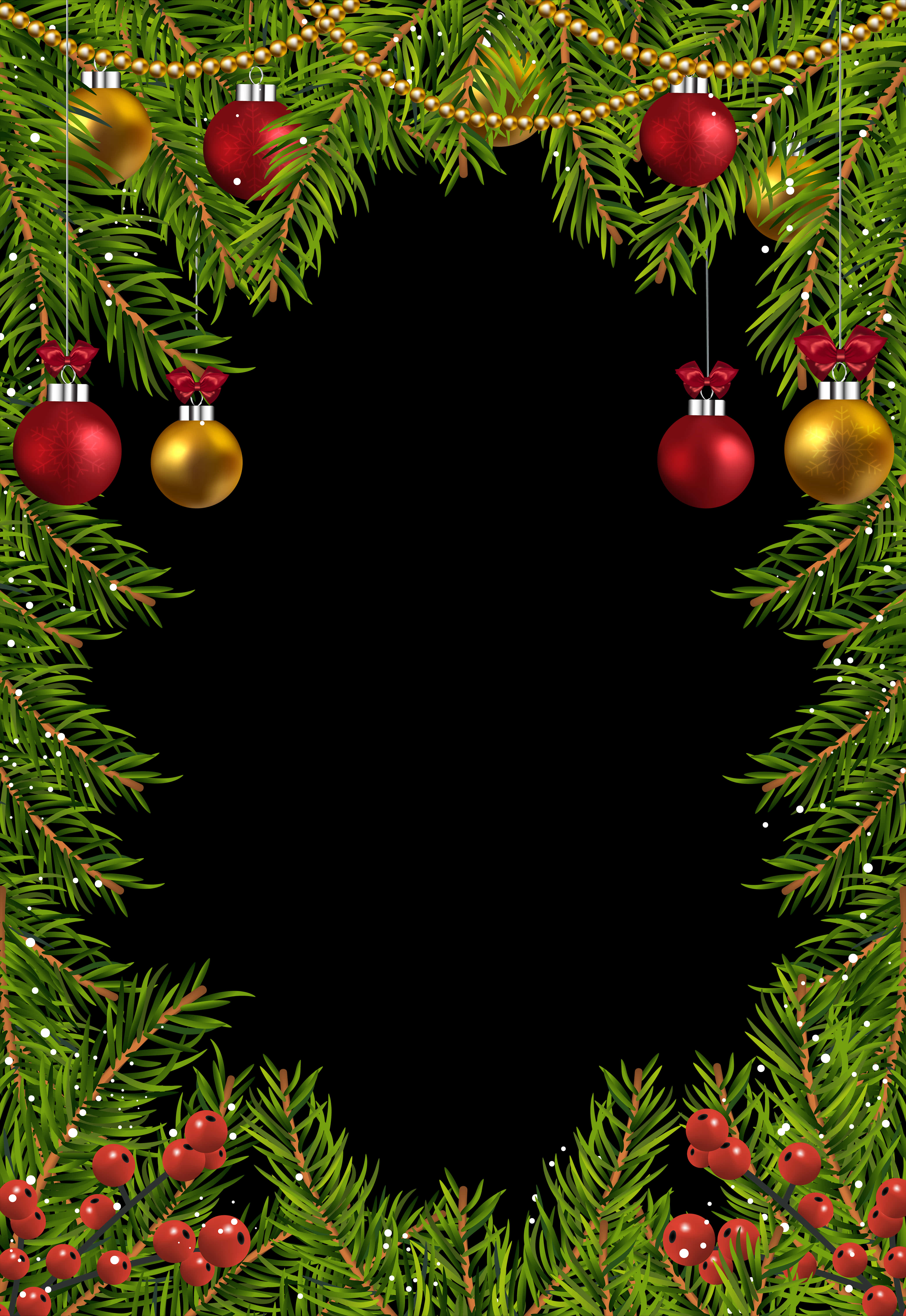 Christmas Fir Tree Ornaments Border Design