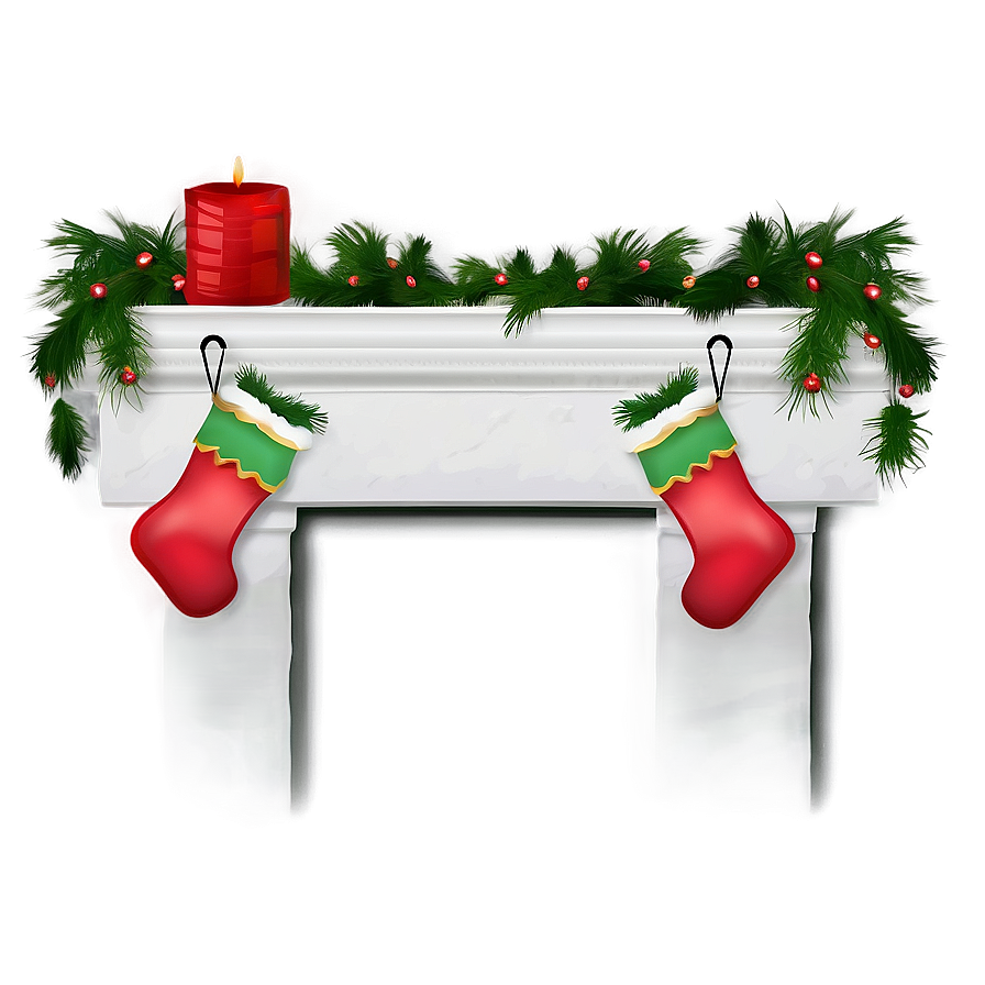 Christmas Fireplace Decor Png Wwf