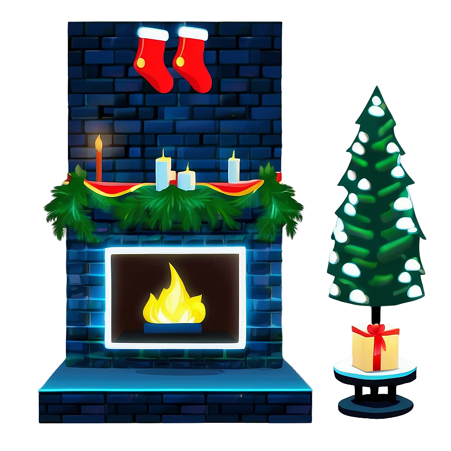 Christmas Fireplace In Cozy Room Png 06262024