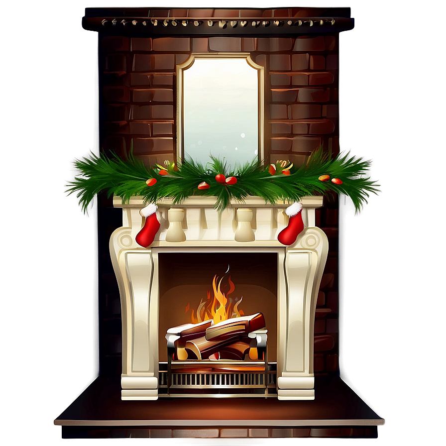 Christmas Fireplace In Cozy Room Png Axg