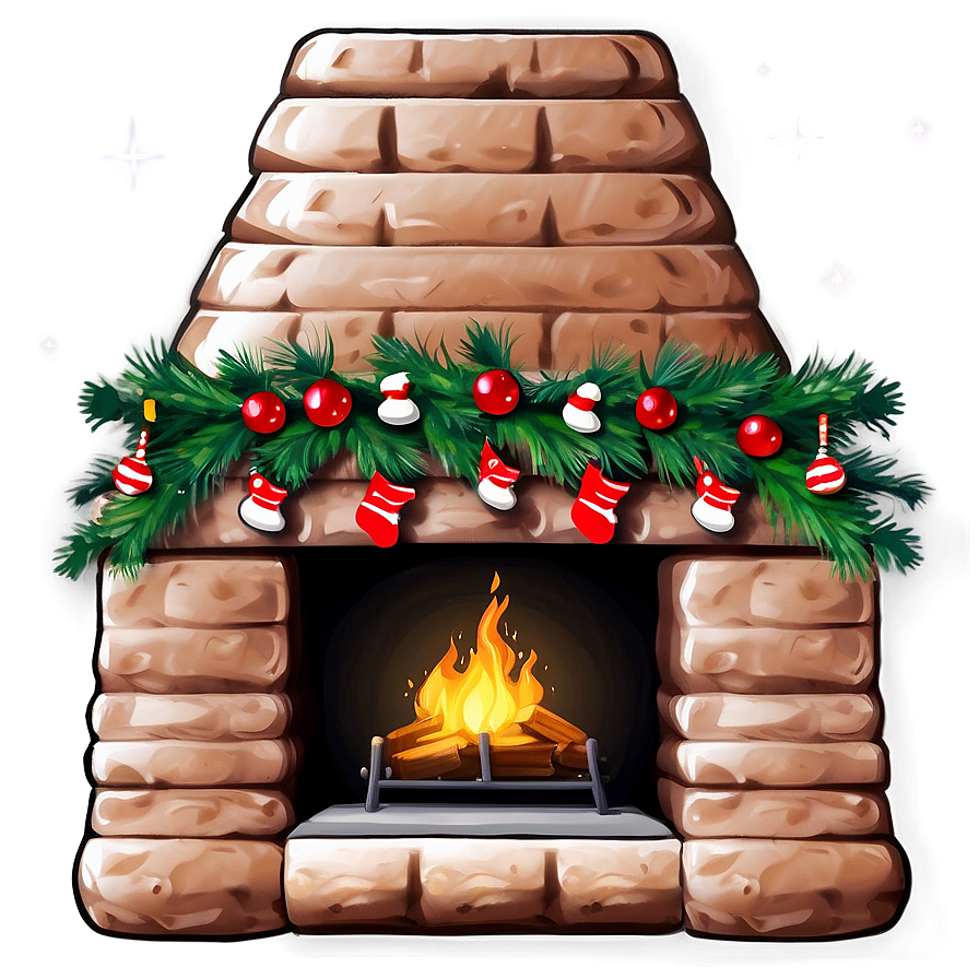 Christmas Fireplace In Log Cabin Png Mth15