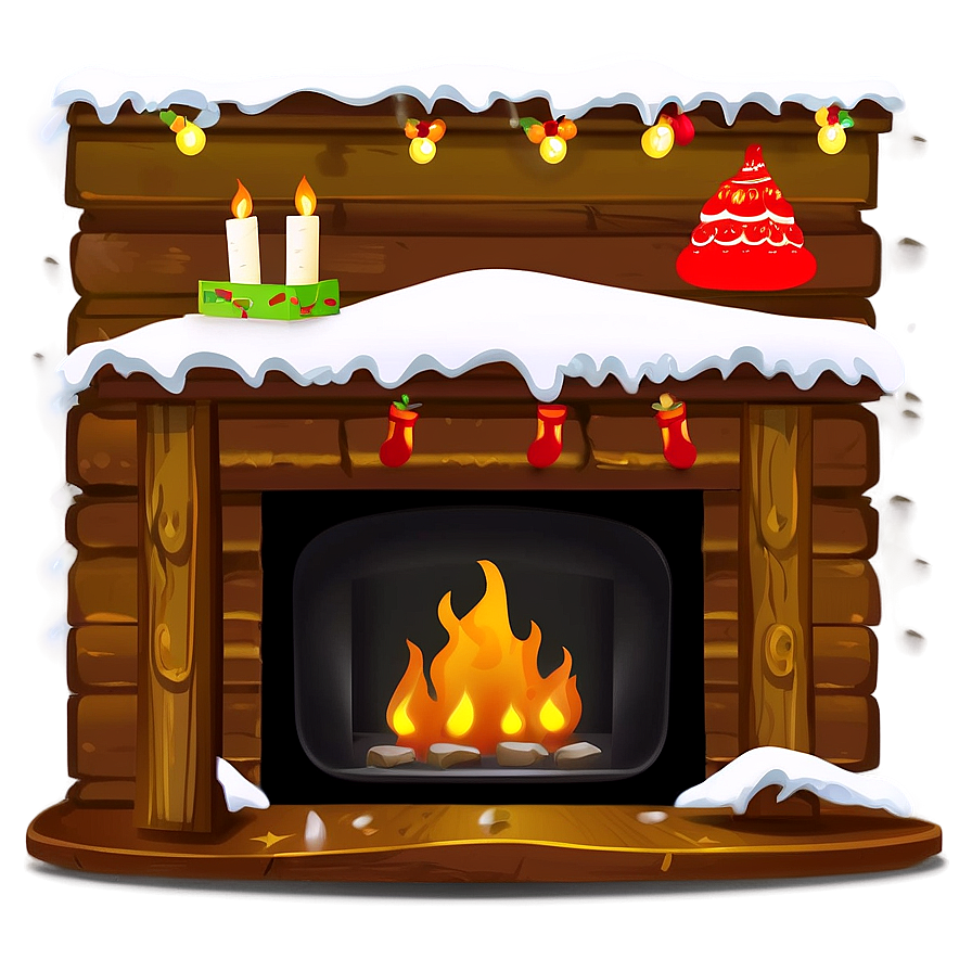 Christmas Fireplace In Snowy Cabin Png Ktv37