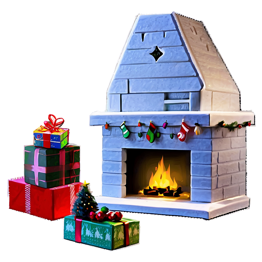 Christmas Fireplace With Elves Png 06262024