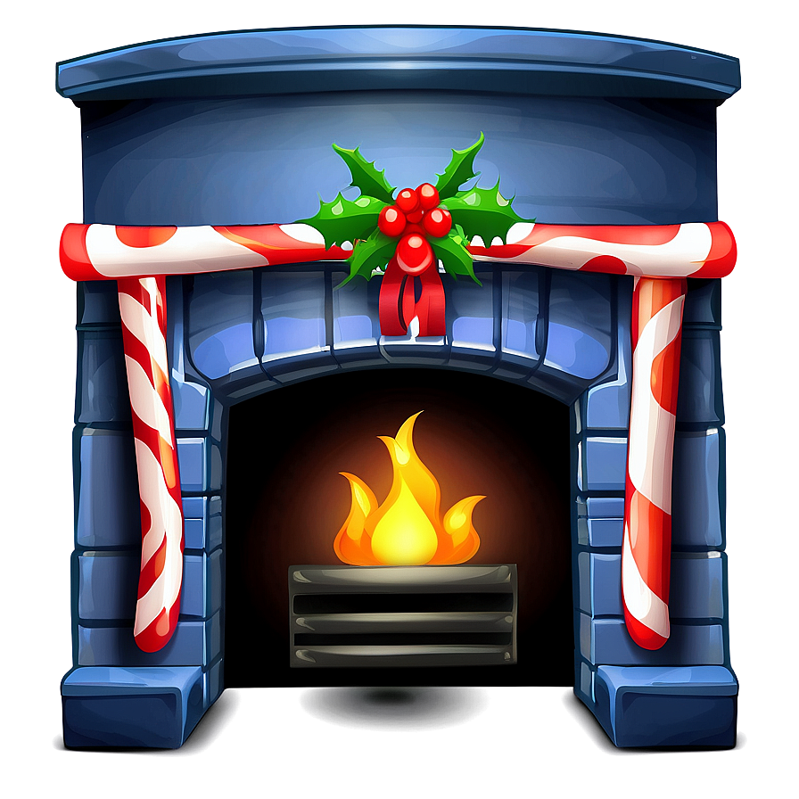 Christmas Fireplace With Mistletoe Png Hyn