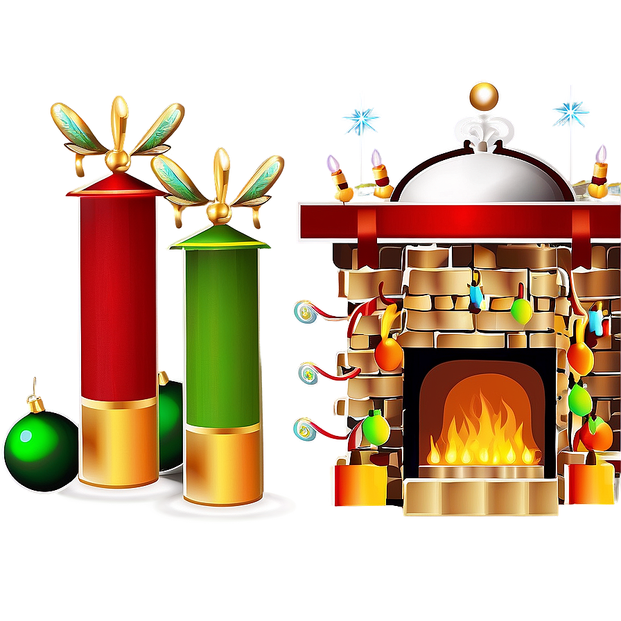 Christmas Fireplace With Nutcrackers Png Gax46