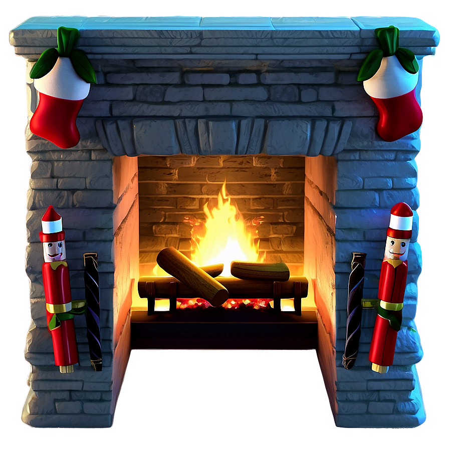 Christmas Fireplace With Nutcrackers Png Njt66