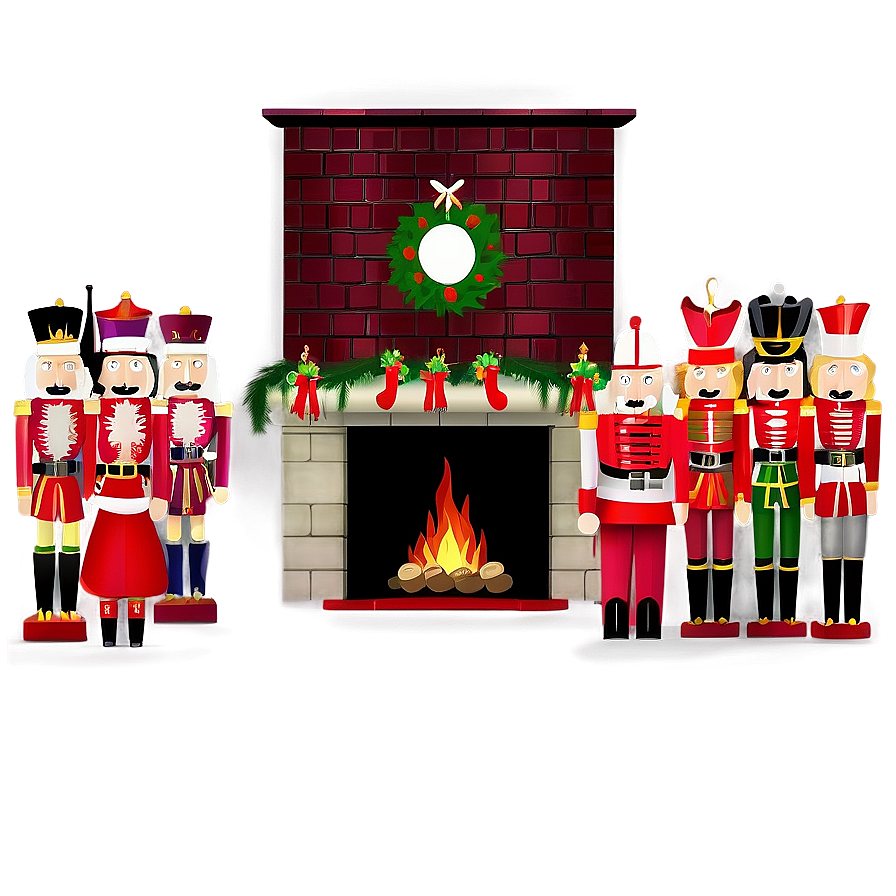 Christmas Fireplace With Nutcrackers Png Rcy34