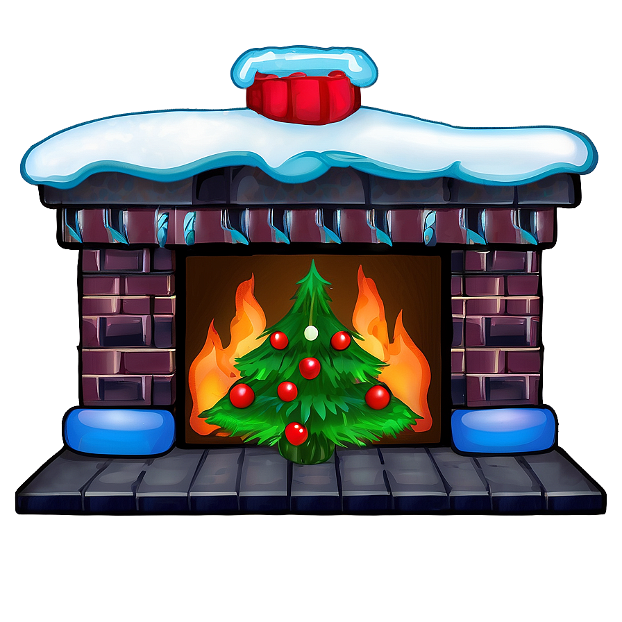 Christmas Fireplace With Plaid Decor Png 06262024