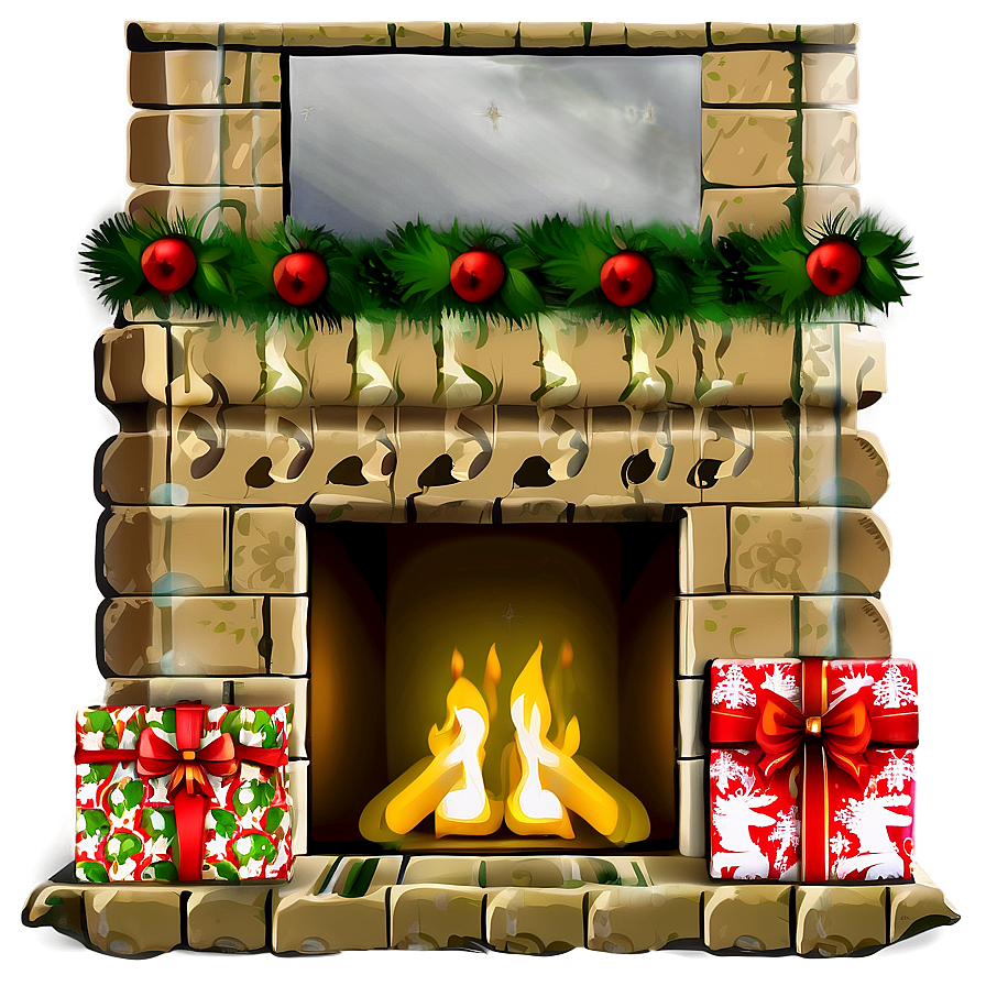 Christmas Fireplace With Presents Png 06262024