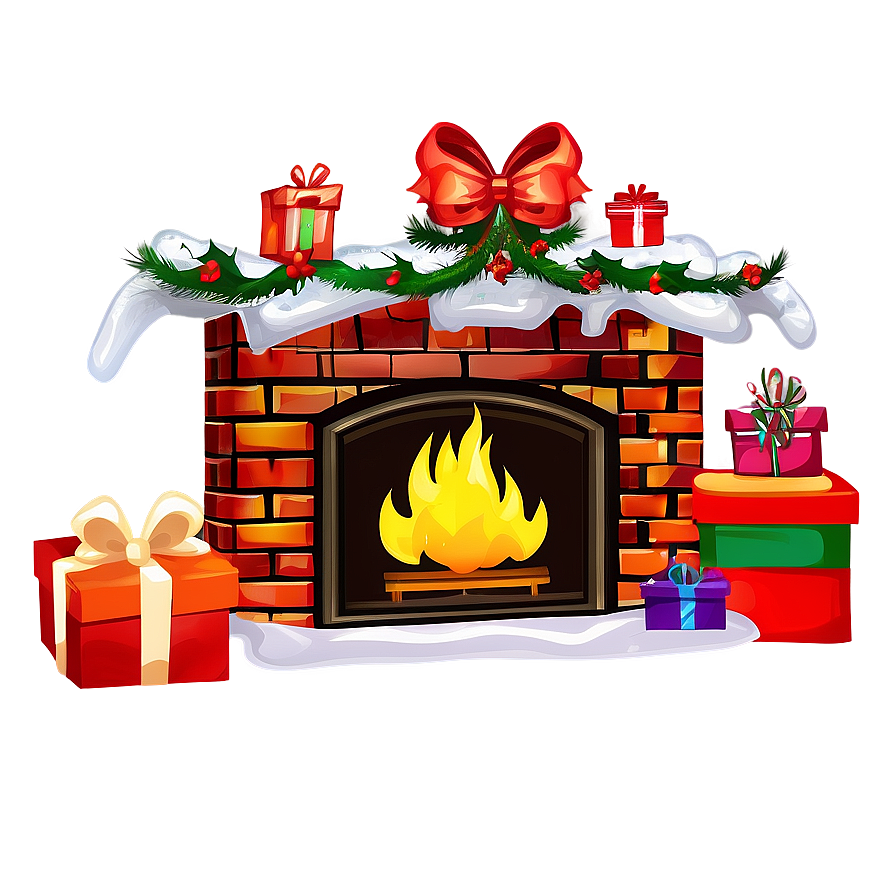 Christmas Fireplace With Presents Png 72