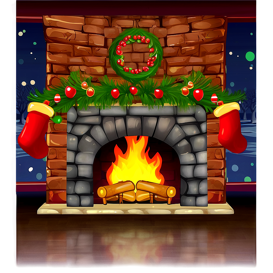 Christmas Fireplace With Reindeer Png 06262024