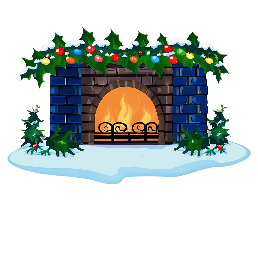 Christmas Fireplace With Wreath Png 06262024