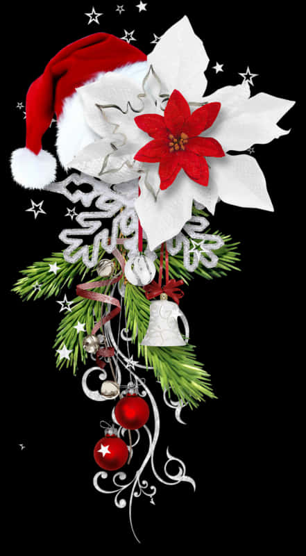 Christmas Floral Arrangementwith Santa Hat