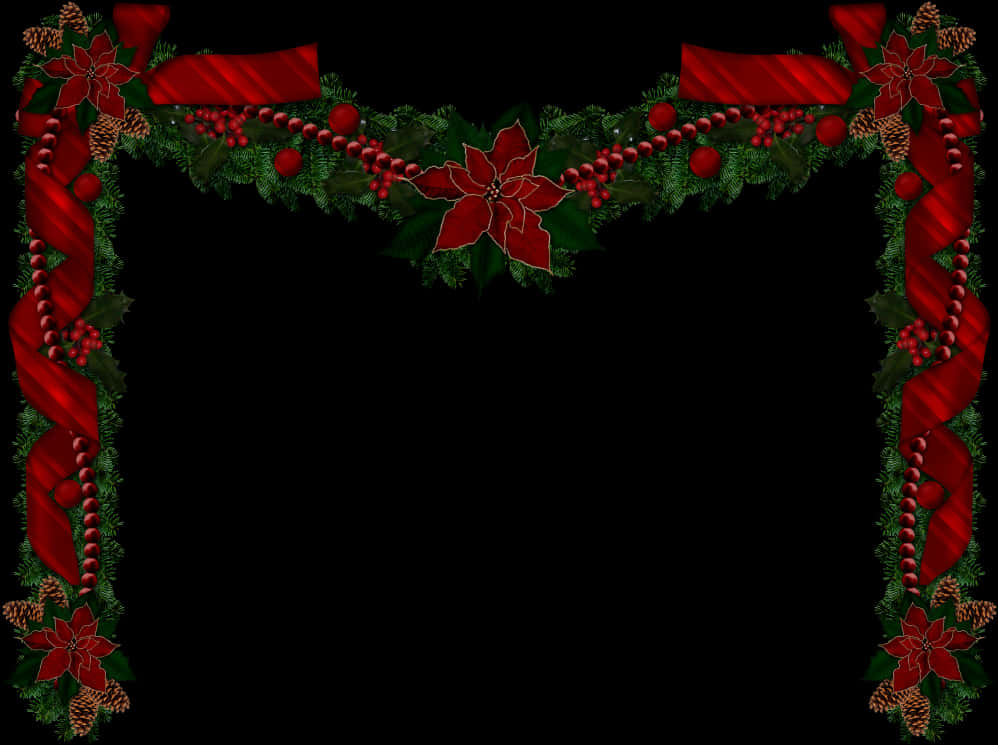 Christmas Frame Poinsettiaand Holly Decoration