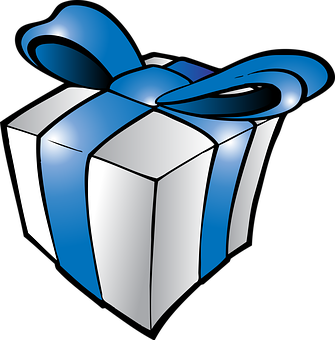 Christmas Gift Box Blue Ribbon