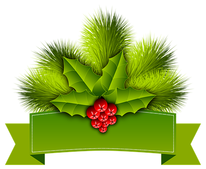 Christmas Holly Decoration Banner