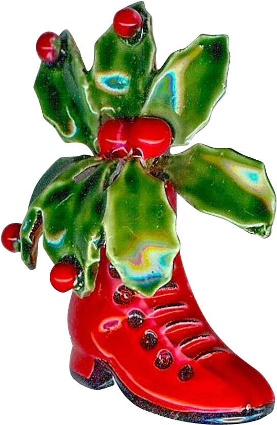 Christmas Hollyon Red Boot Ornament