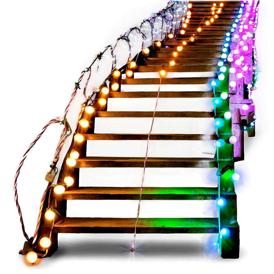 Christmas Lights On Stairs Png Yaj