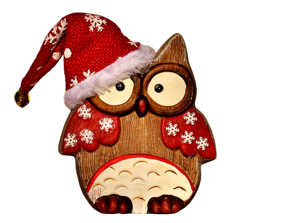 Christmas Owl Wooden Decoration