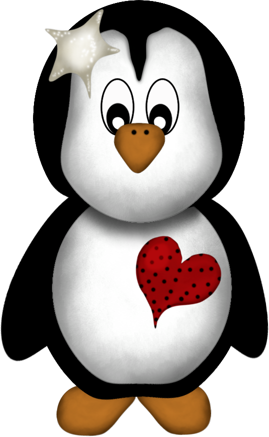 Christmas Penguinwith Heartand Star Clipart