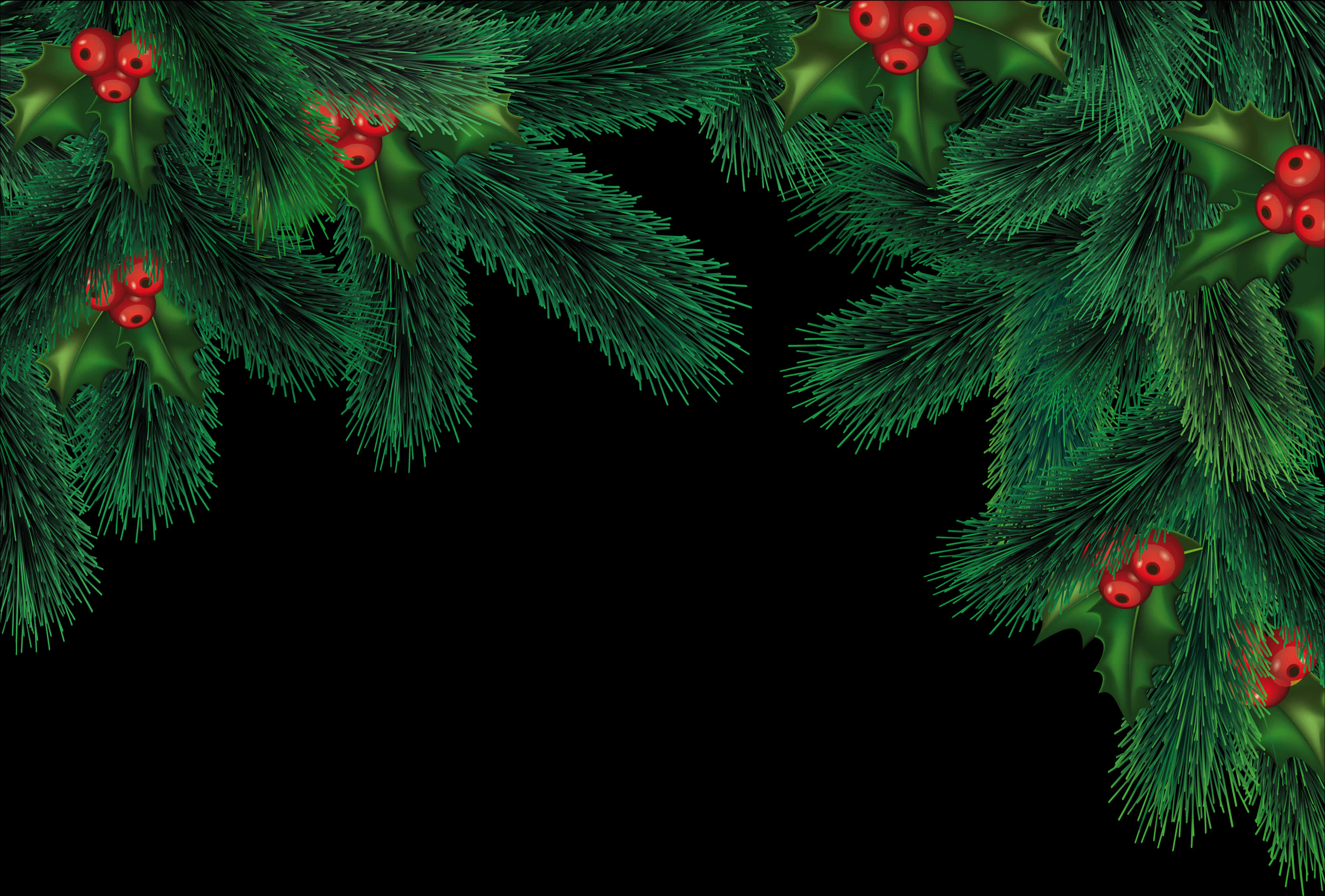 Christmas Pineand Berries Background