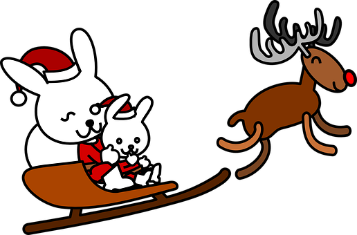 Christmas Reindeerand Bunnies Sleigh Ride