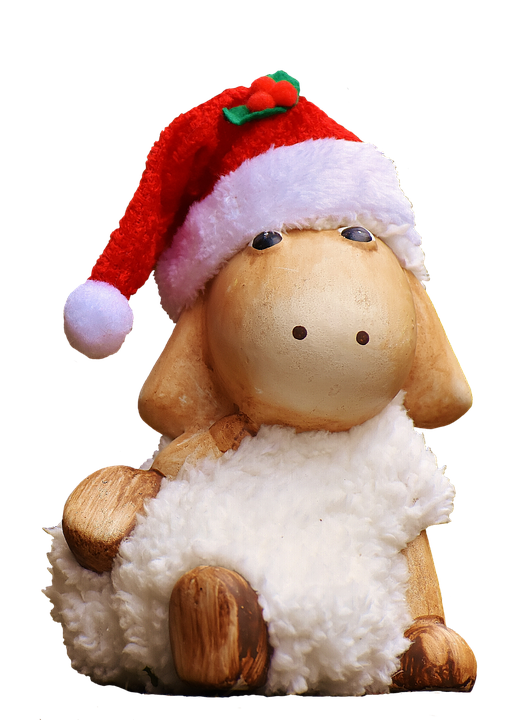Christmas Sheep Decorationwith Santa Hat