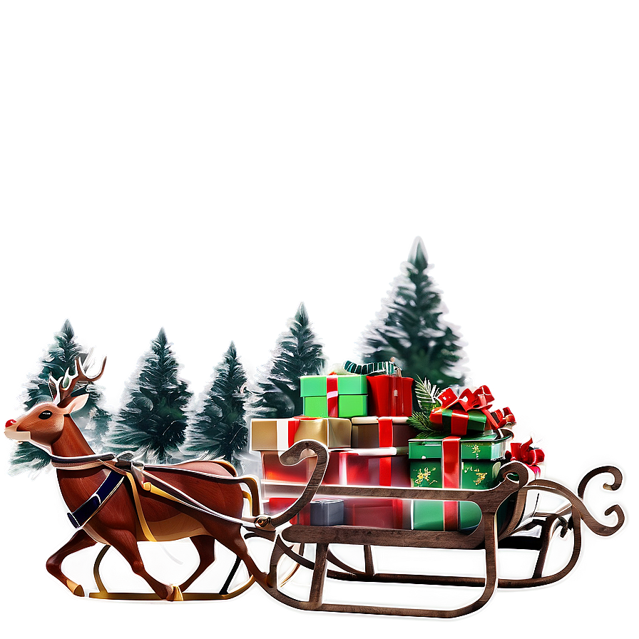 Christmas Sleigh In Forest Png Xpq