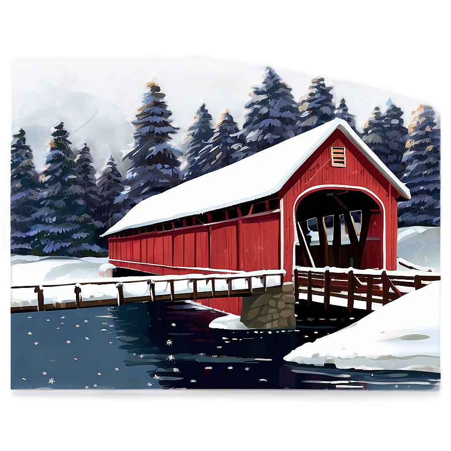 Christmas Snow Covered Bridge Png Exu