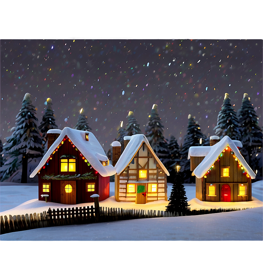 Christmas Snow Village Night Png 27