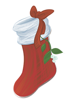 Christmas Stockingwith Mistletoeand Bow