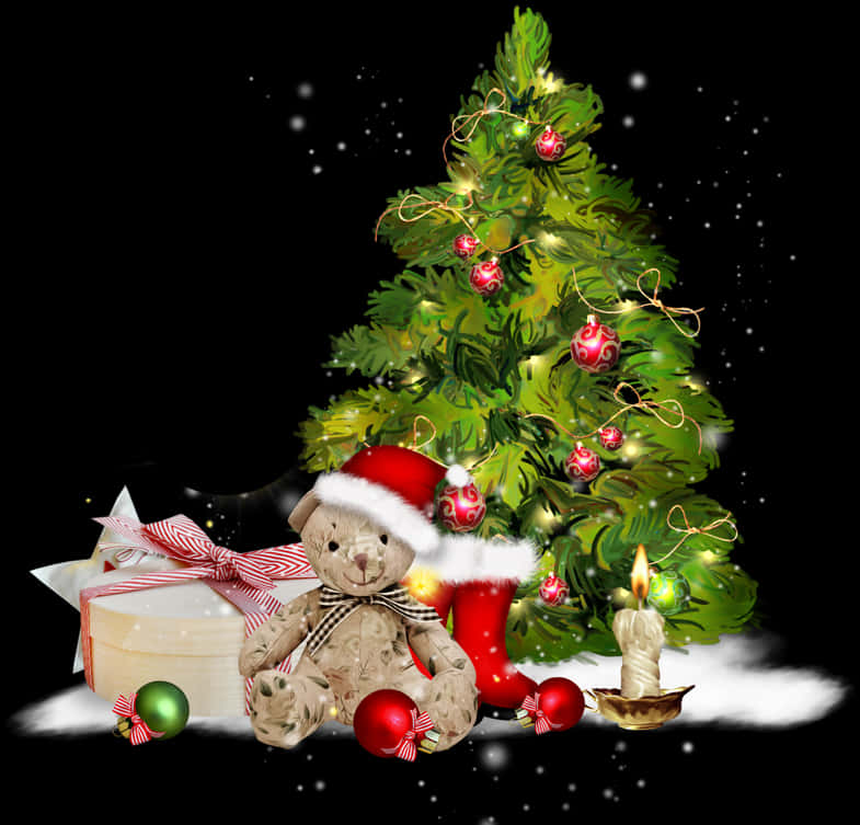 Christmas Teddy Bearand Tree