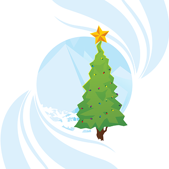 Christmas Tree Cartoon Swirl Background