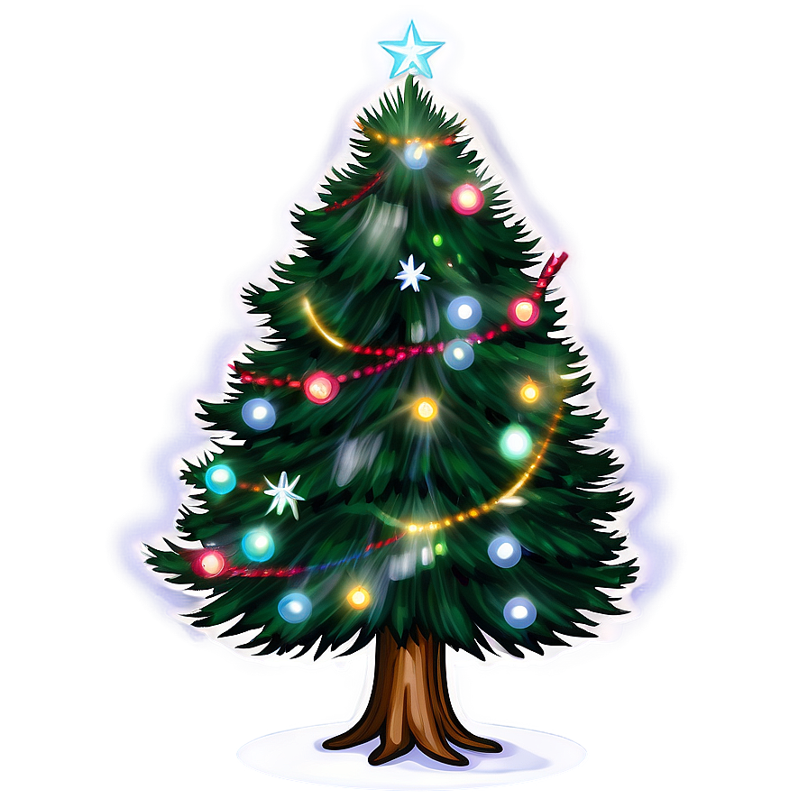 Christmas Tree With Lights Outline Png Ygn70