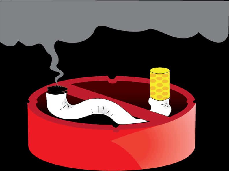 Cigarette Buttsin Ashtray Illustration