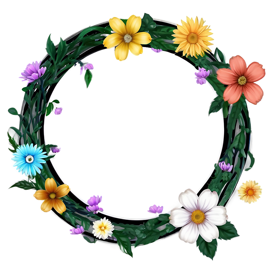 Circle Frame With Flowers Png 94