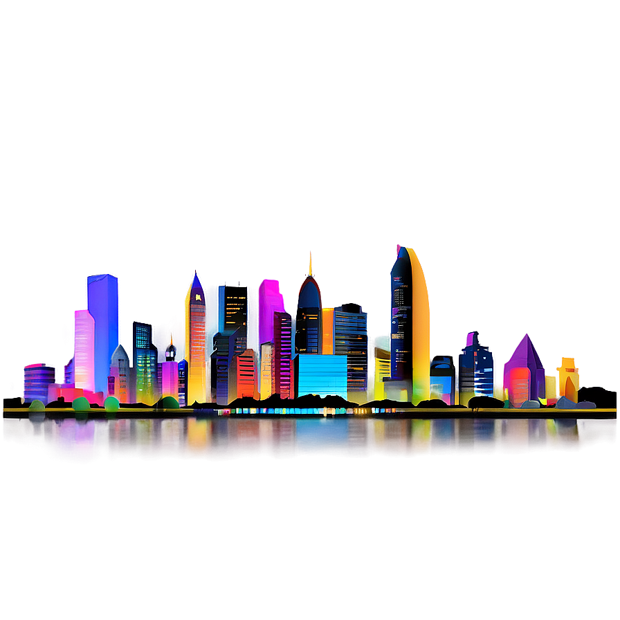 City Skyline At Night Picture Png Mhs